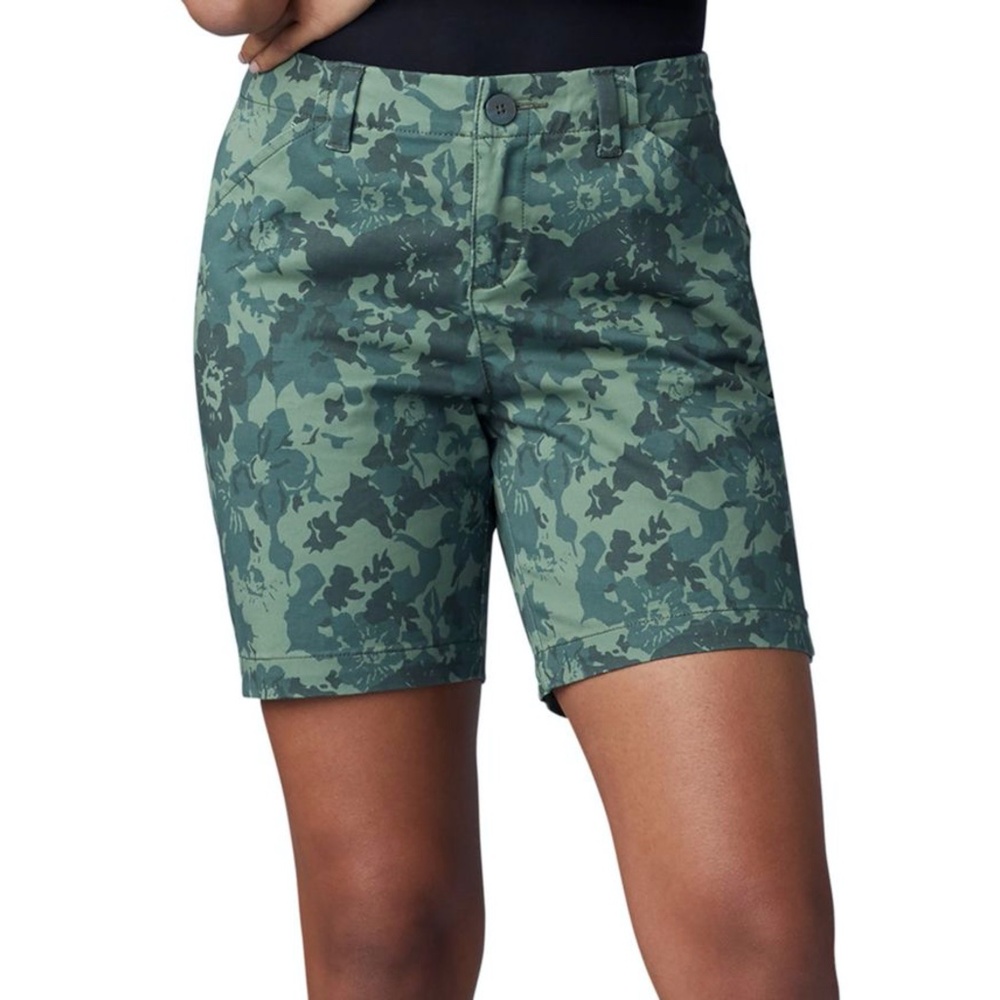 Lee Green Floral Camo Chino Shorts Mid Rise Stretch Summer Size 14 - Picture 3 of 10